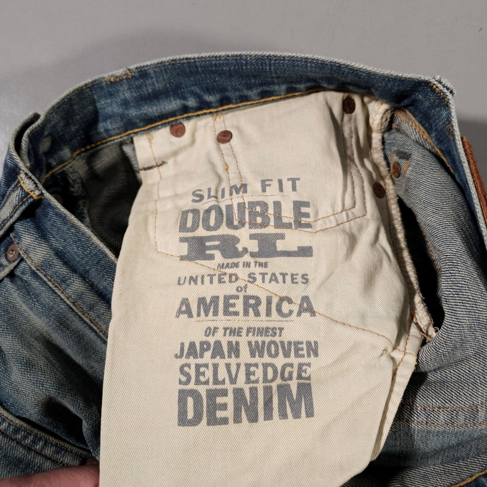 Double RL RRL Slim Fit Jeans Mens 32x32 Blue Japanese Selvedge Denim Made in USA - Picture 4 of 12